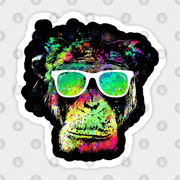 Technicolor Monkey Sticker by clingcling